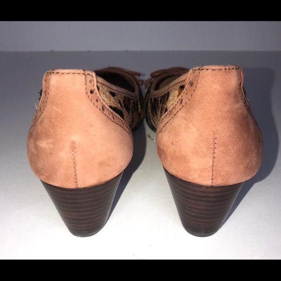 Sebago Camel Leopard Animal Print Wedge Heel 7 - Picture 8 of 13